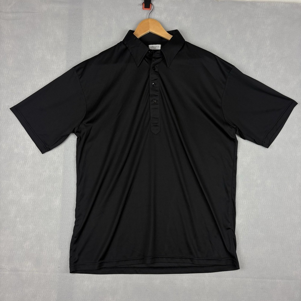 Collars & Co Dress Collar Polo Mens XL Black Solid Stretch Preppy Casual Office